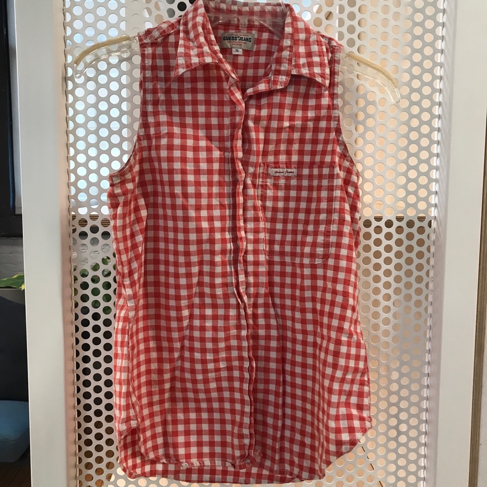 Vintage Red Gingham GUESS Button Up